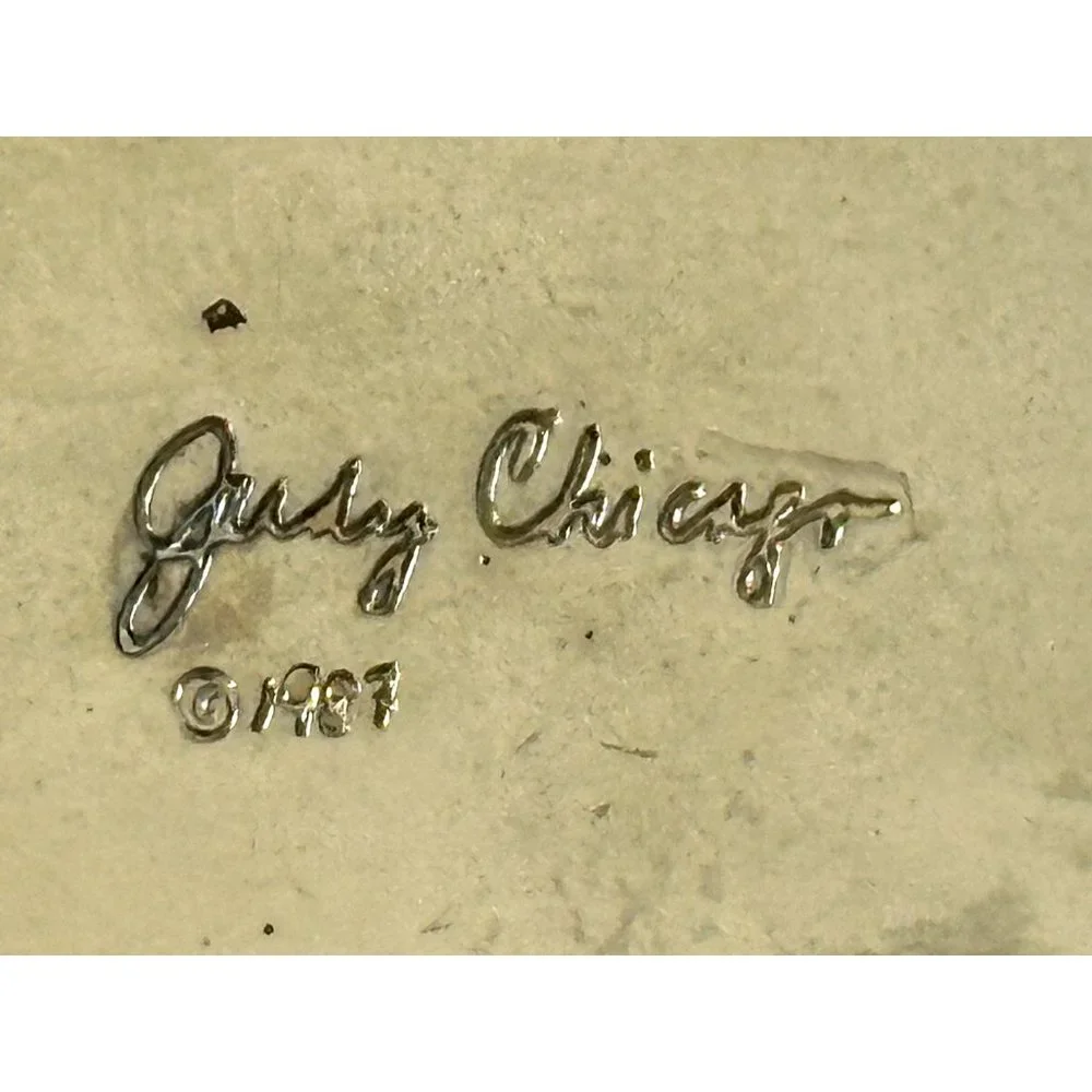 Judy Chicago 1987 triangle Holocaust Project brooch pin signed black white ename - Picture 10 of 16